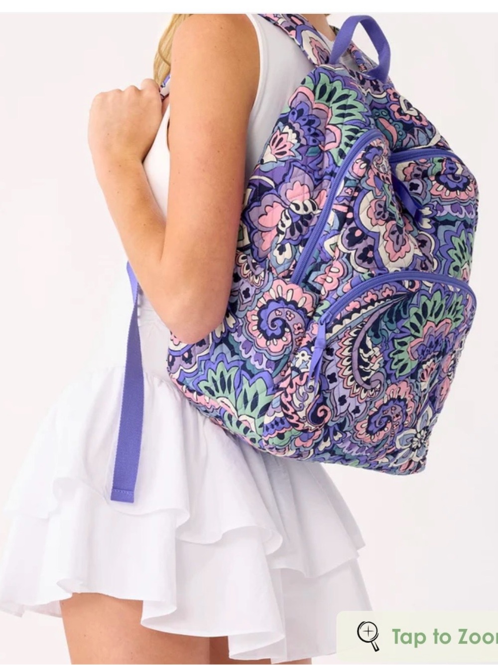 Vera Bradley Lavender Paisley Quilted Bag-pack with Pink & Mint Accents